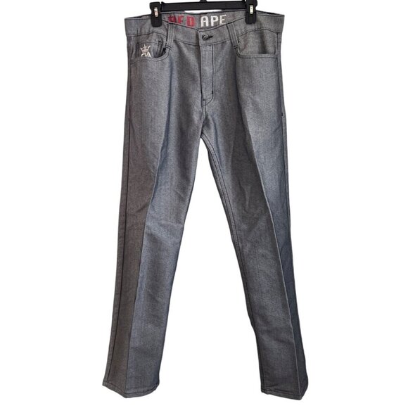 Vintage Y2K Red Ape Men Jeans Size 36 Gray Embroidered Denim Streetwear Skater